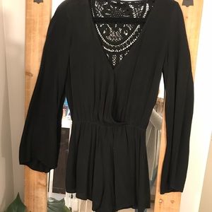 Black long sleeve lacey romper
